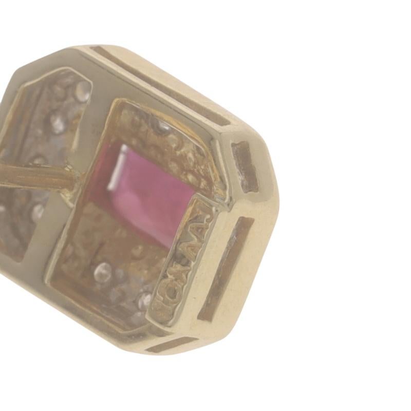 Yellow Gold Ruby Diamond Halo Stud Earrings - 10k Emerald 1.24ctw Pierced Pour femmes en vente