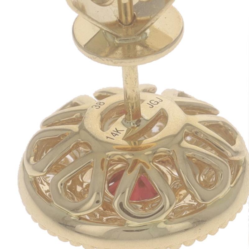 Donna Orecchini a perno in oro giallo con diamante e rubino - 14k Round 1.44ctw Pierced in vendita