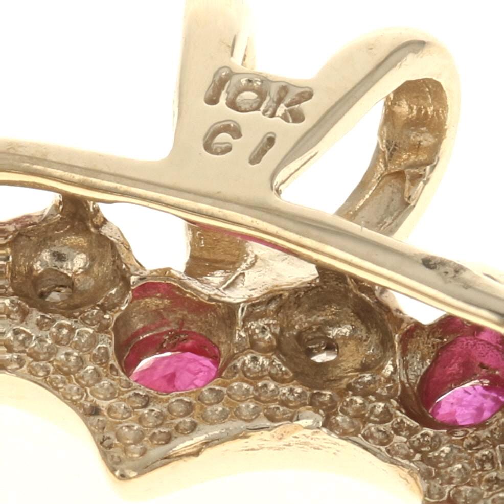 Gelbgold Rubin & Diamant Herz-Anhänger, 10k Rundschliff .42ctw Love Damen