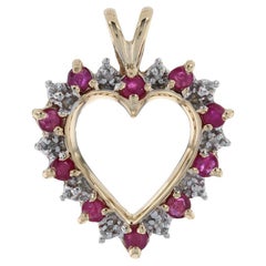 Gelbgold Rubin & Diamant Herz-Anhänger, 10k Rundschliff .42ctw Love