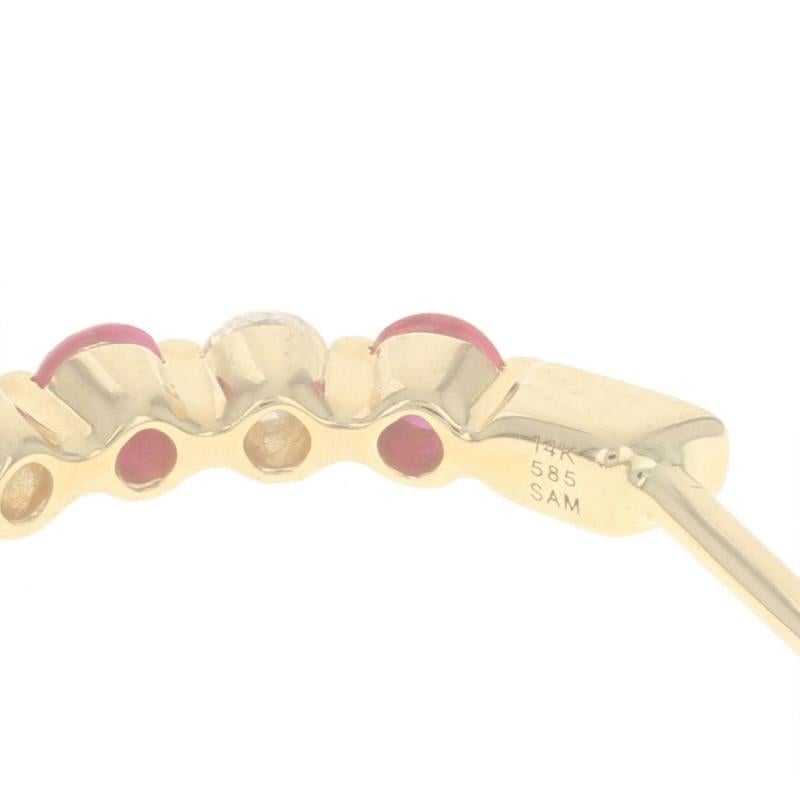 Women's Yellow Gold Ruby & Diamond Inside-Out Hoop Earrings - 14k Round 1.25ctw Pierced For Sale