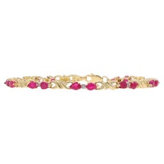 Bracciale A Link in oro giallo con diamanti e rubini - 10k Pear 2.57ctw