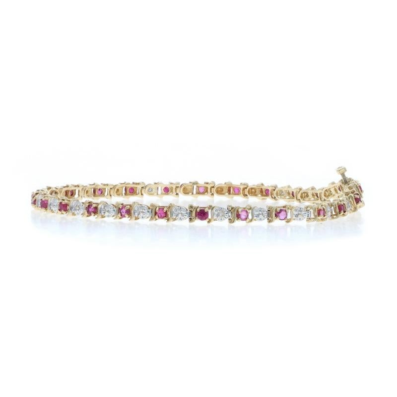 Bracelet en or jaune Rubis Diamant Link 7