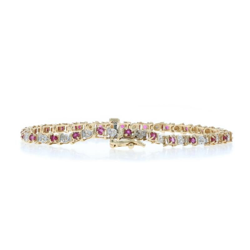 Bracelet en or jaune Rubis Diamant Link 7
