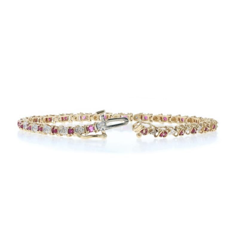 Bracelet en or jaune Rubis Diamant Link 7