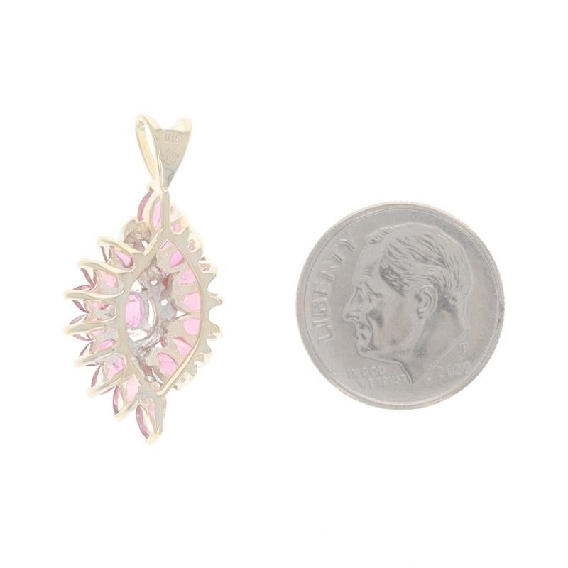 Pendentif en or jaune rubis et diamant - 10k Oval & Marquise 2.10ctw Swirl Excellent état - En vente à Greensboro, NC