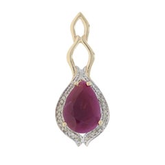 Yellow Gold Ruby Diamond Pendant - 10k Pear 3.93ctw