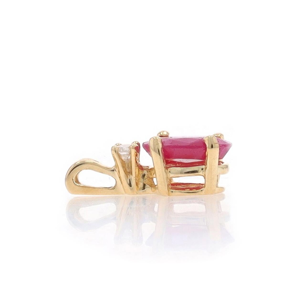 Gelbgold Rubin-Diamant-Anhänger - 14k Oval 1,58ctw (Ovalschliff)