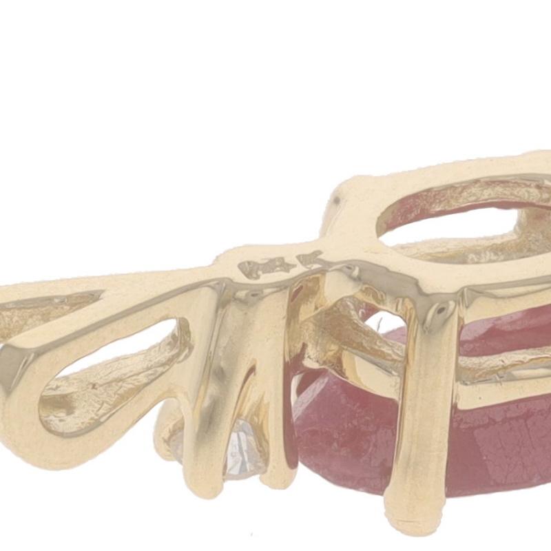 Gelbgold Rubin-Diamant-Anhänger - 14k Oval 1,58ctw Damen