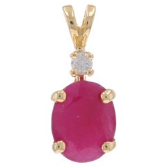 Gelbgold Rubin-Diamant-Anhänger - 14k Oval 1,58ctw