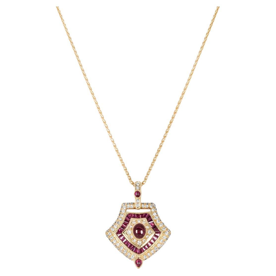 Yellow Gold Ruby & Diamond Pendant