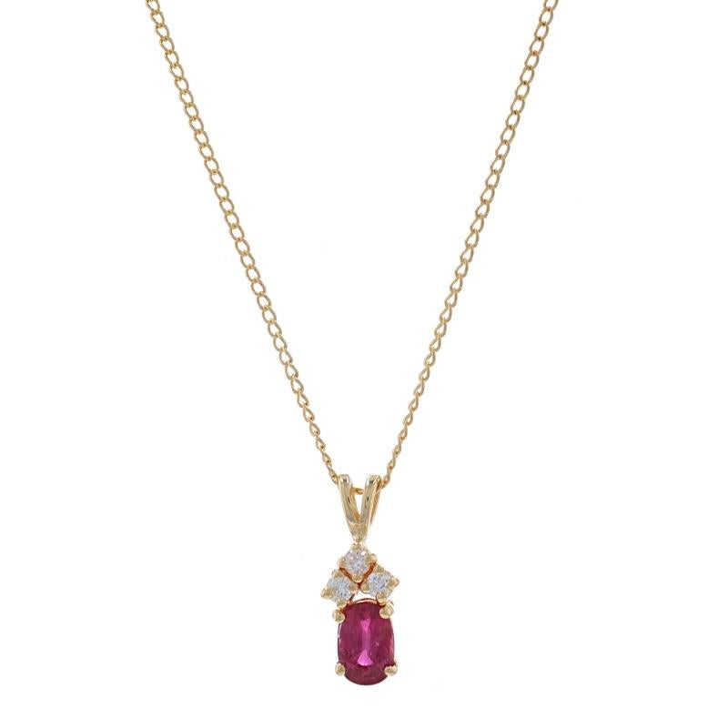 Yellow Gold Ruby & Diamond Pendant Necklace 18 3/4