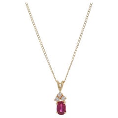 Yellow Gold Ruby 
Diamond Pendant Necklace 18 3/4" - 14k Oval .75ctw