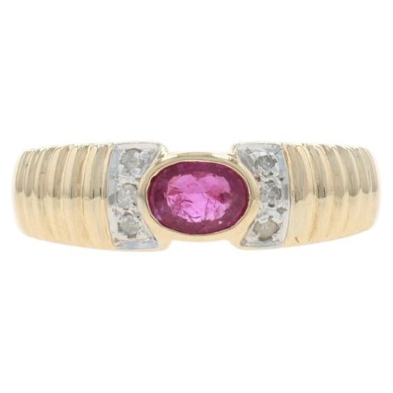 Yellow Gold Ruby Diamond Ring - 10k Oval .39ctw For Sale