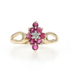 Yellow Gold Ruby Diamond Ring - 10k Round .49ctw