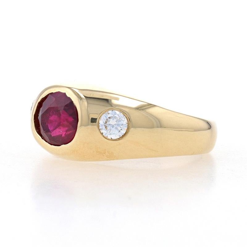 Oval Cut Yellow Gold Ruby & Diamond Ring - 14k Oval 1.72ctw East-West For Sale