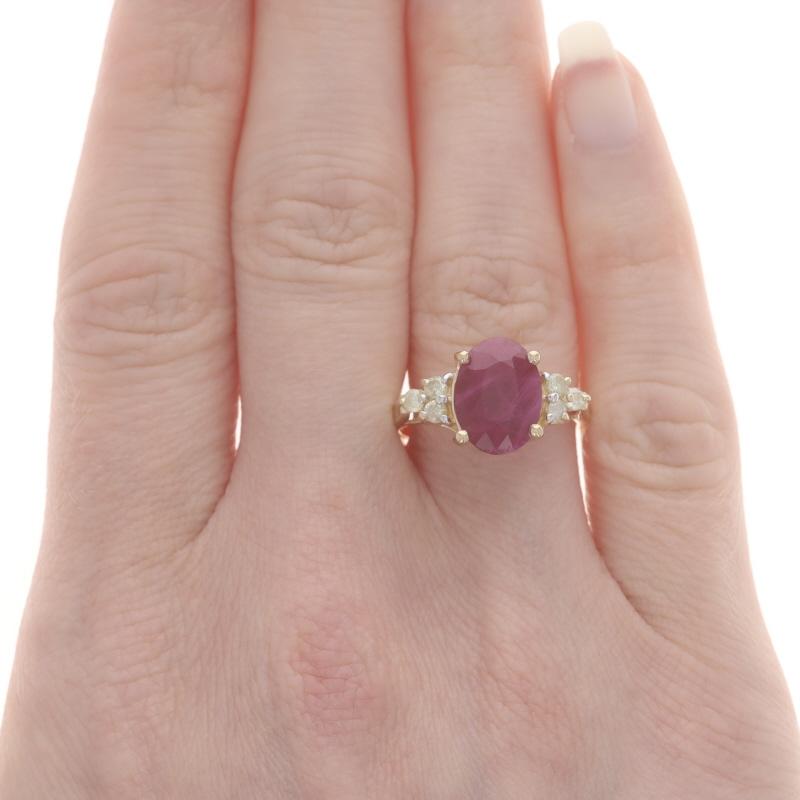 Oval Cut Yellow Gold Ruby Diamond Ring - 14k Oval 2.66ctw For Sale