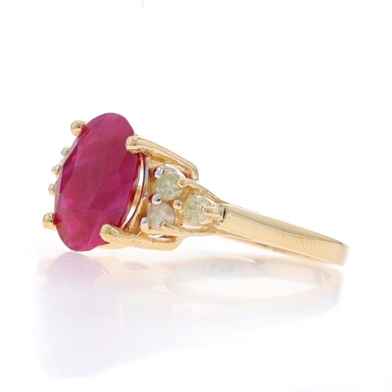 Yellow Gold Ruby Diamond Ring - 14k Oval 2.66ctw In Excellent Condition For Sale In Greensboro, NC