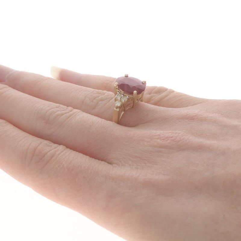 Women's Yellow Gold Ruby Diamond Ring - 14k Oval 2.66ctw For Sale
