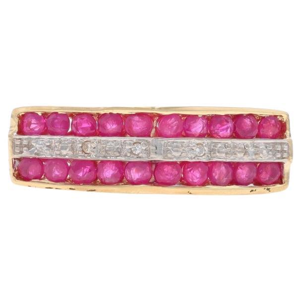 Bandeau en or jaune rubis diamant - 10k Bague ronde 4.00ctw Cluster en vente
