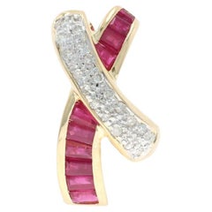 Or jaune Rubis Diamant X Crossover Omega Slide Pendentif 14k Bag1.00ctw Line Duo