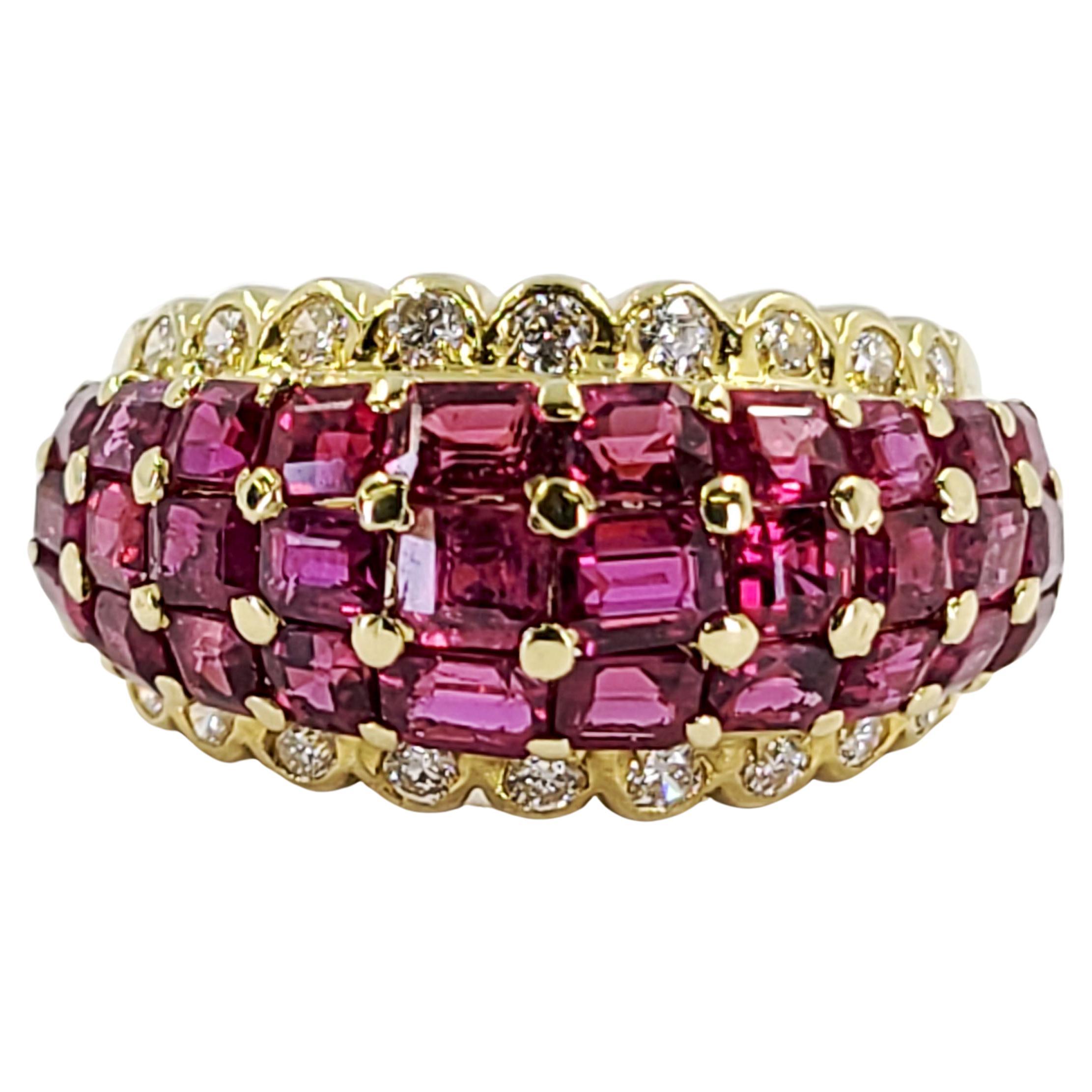 Yellow Gold Ruby Dome Ring For Sale
