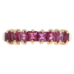 Yellow Gold Ruby Eight-Stone Band - 14k Square 1.12ctw Ring