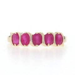 Yellow Gold Ruby Five-Stone Band - 10k Oval .79ctw Ring