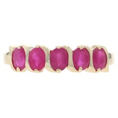 Yellow Gold Ruby Five-Stone Band - 10k Oval .79ctw Ring
