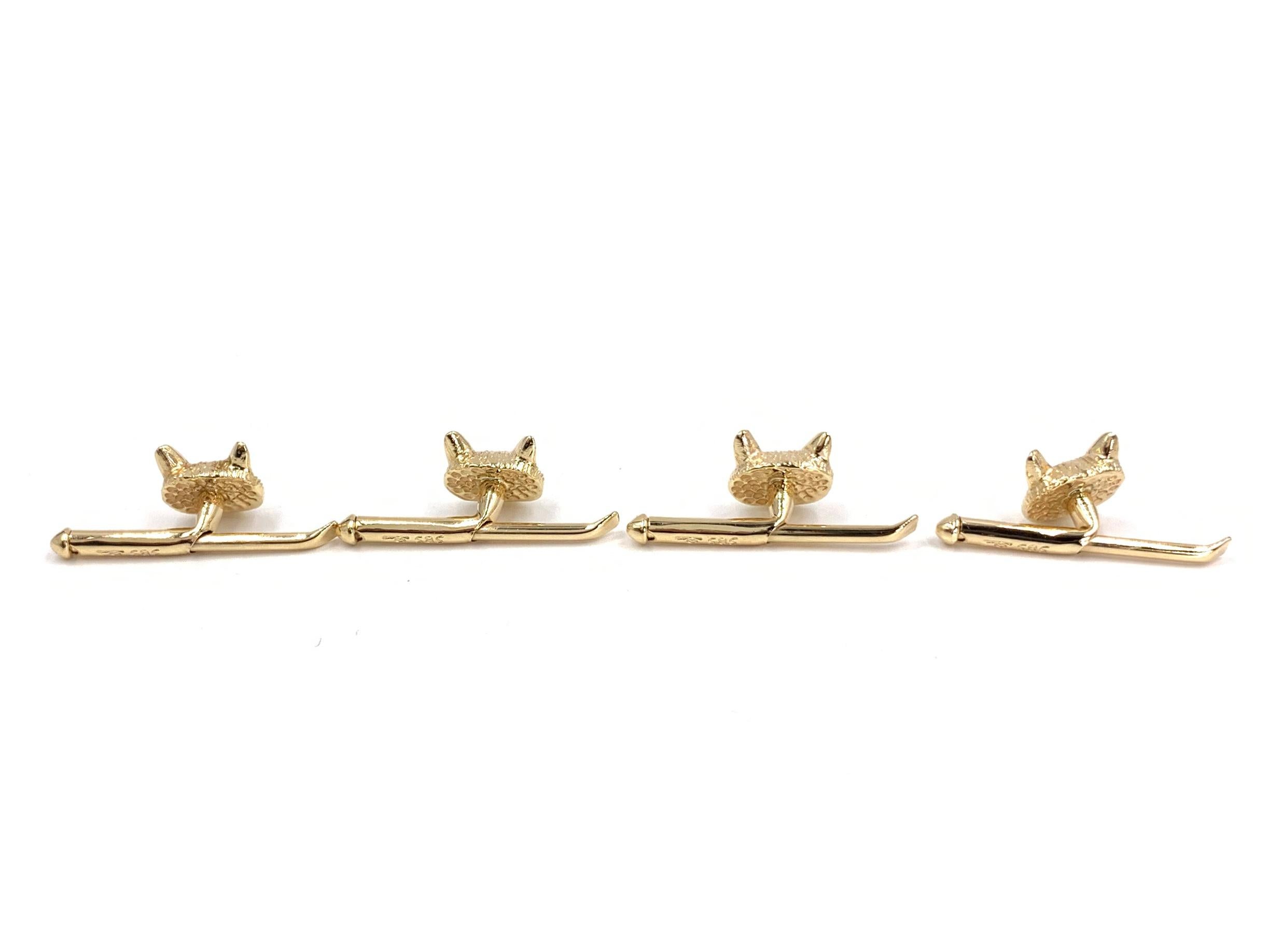 Yellow Gold and Ruby Fox Head Shirt Studs, Set of 4 at 1stDibs
