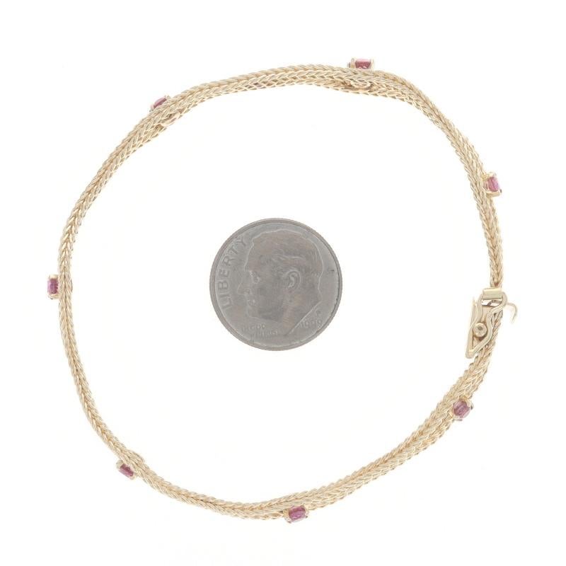 Women's Yellow Gold Ruby Foxtail Fancy Chain Bracelet 7 1/4