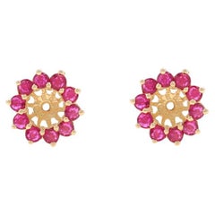 Yellow Gold Ruby Halo Earring Enhancers - 14k Round 2.40ctw Stud Jackets