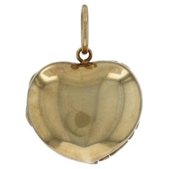 Yellow Gold Ruby Heart Locket Pendant - 18k Square 5.20ctw Love