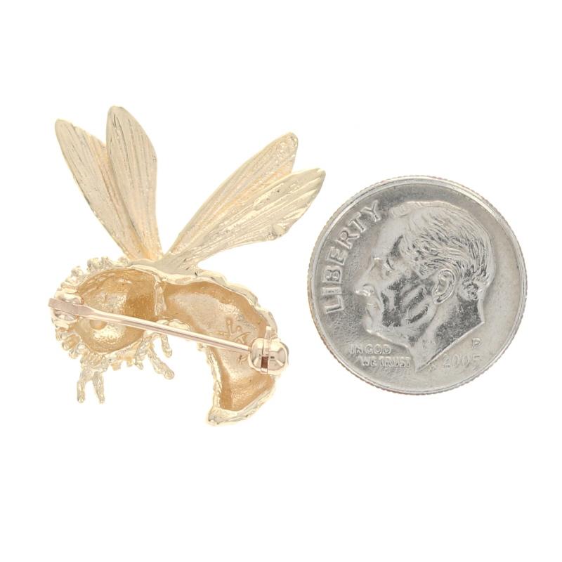 Women's Yellow Gold Ruby Honey Bee Brooch - 14k Round Cut Insect Pin