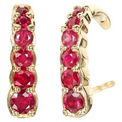 Yellow Gold Ruby Hook Earrings