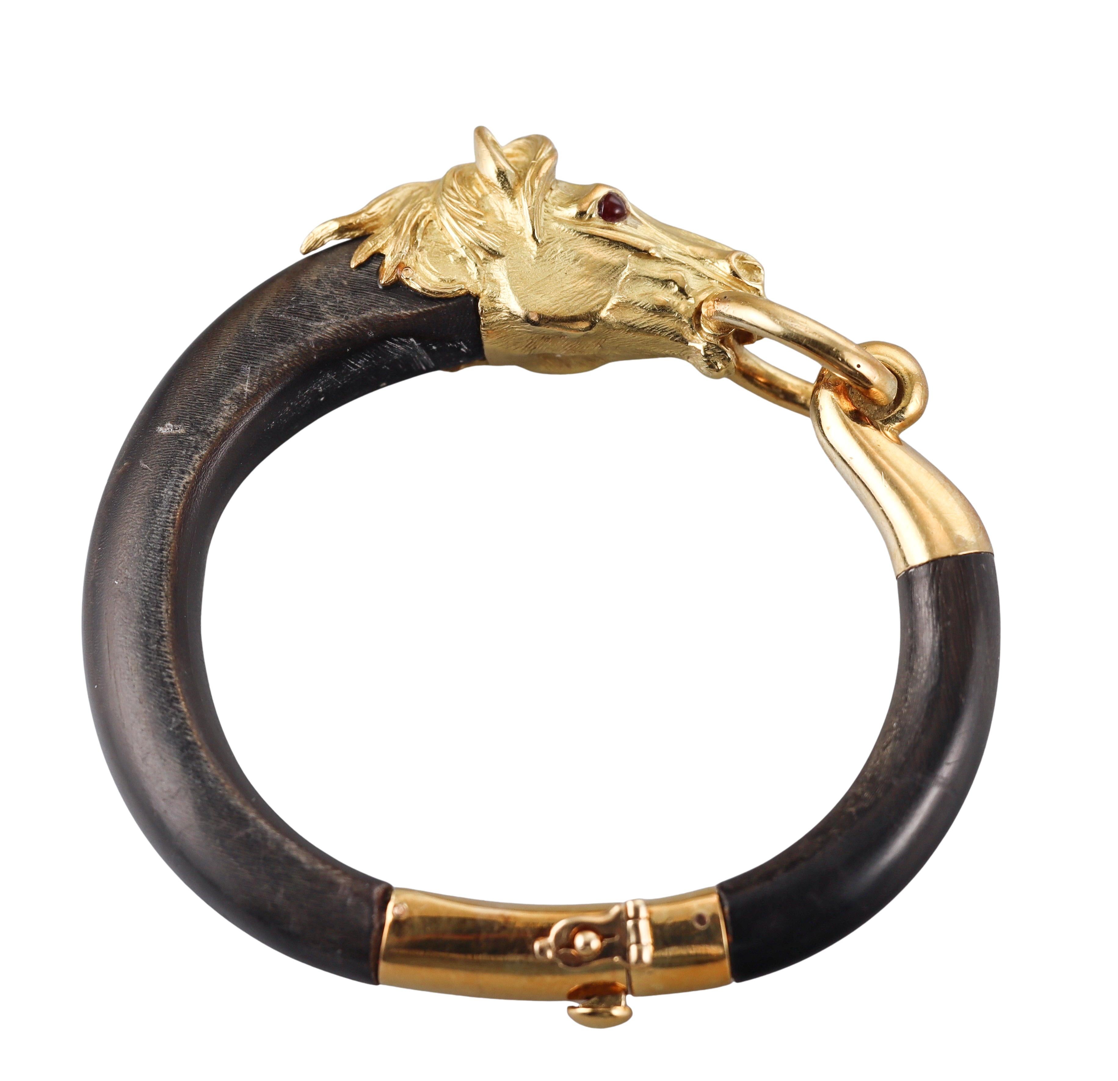 Gelbgold-Rubin-Pferdekopf-Reiter-Armband im Zustand „Hervorragend“ in New York, NY