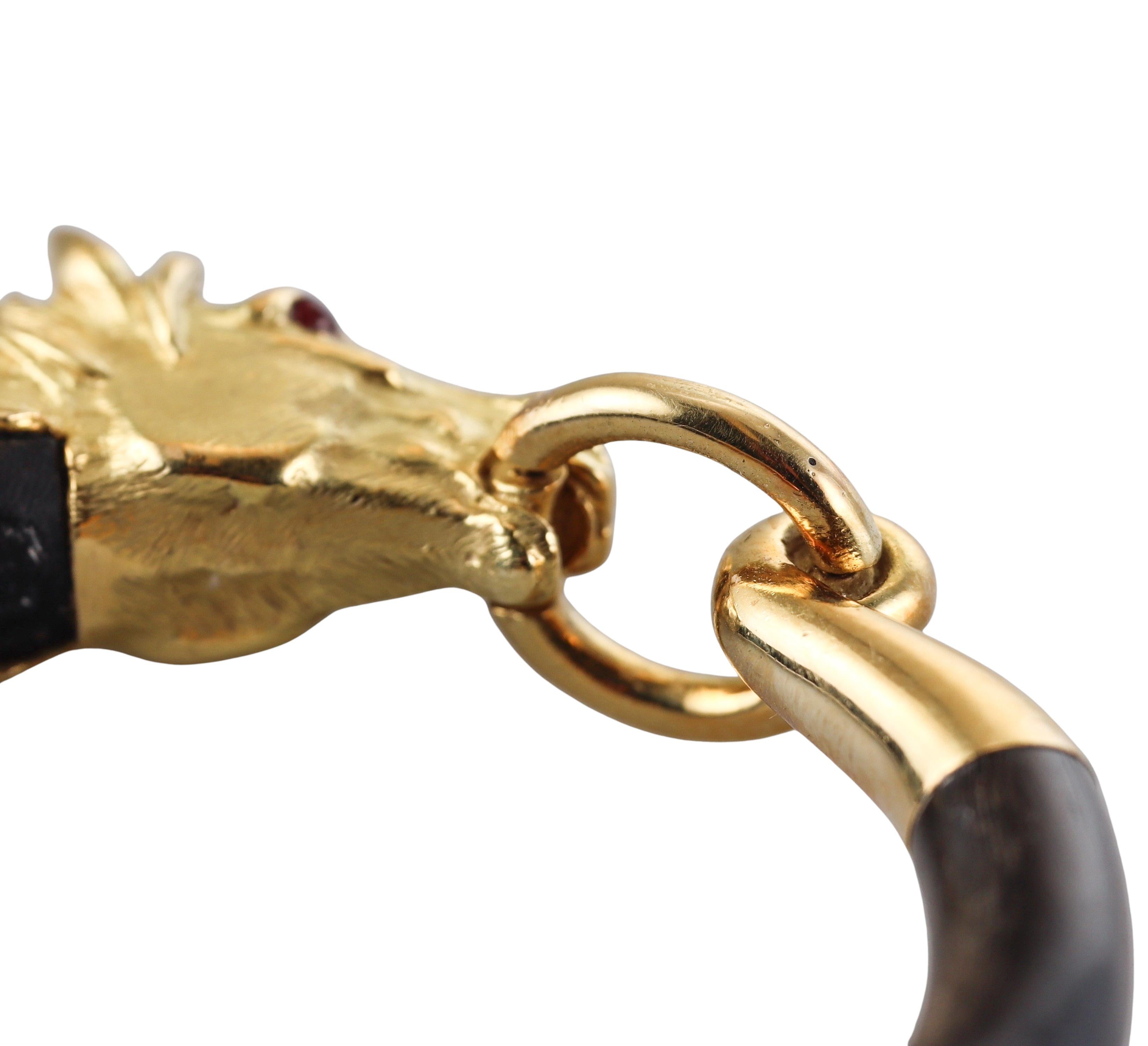 Gelbgold-Rubin-Pferdekopf-Reiter-Armband für Damen oder Herren