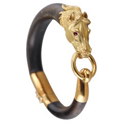Gelbgold-Rubin-Pferdekopf-Reiter-Armband