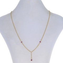 Yellow Gold Ruby Infinity Station Lariat Drop Necklace 17 1/4" 14k Rondelle Bead