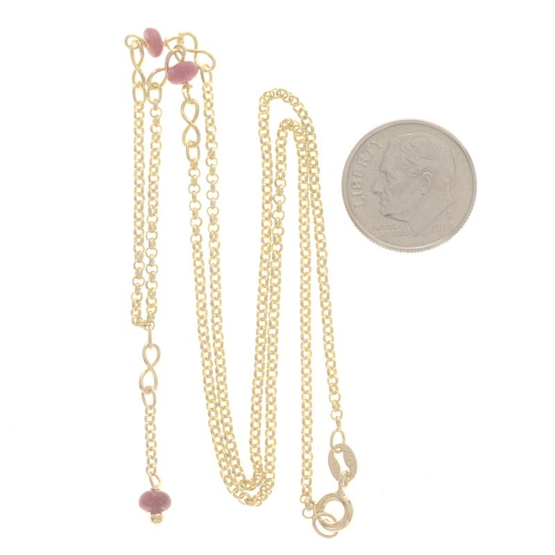 Yellow Gold Ruby Infinity Station Lariat Drop Necklace 17 1/4