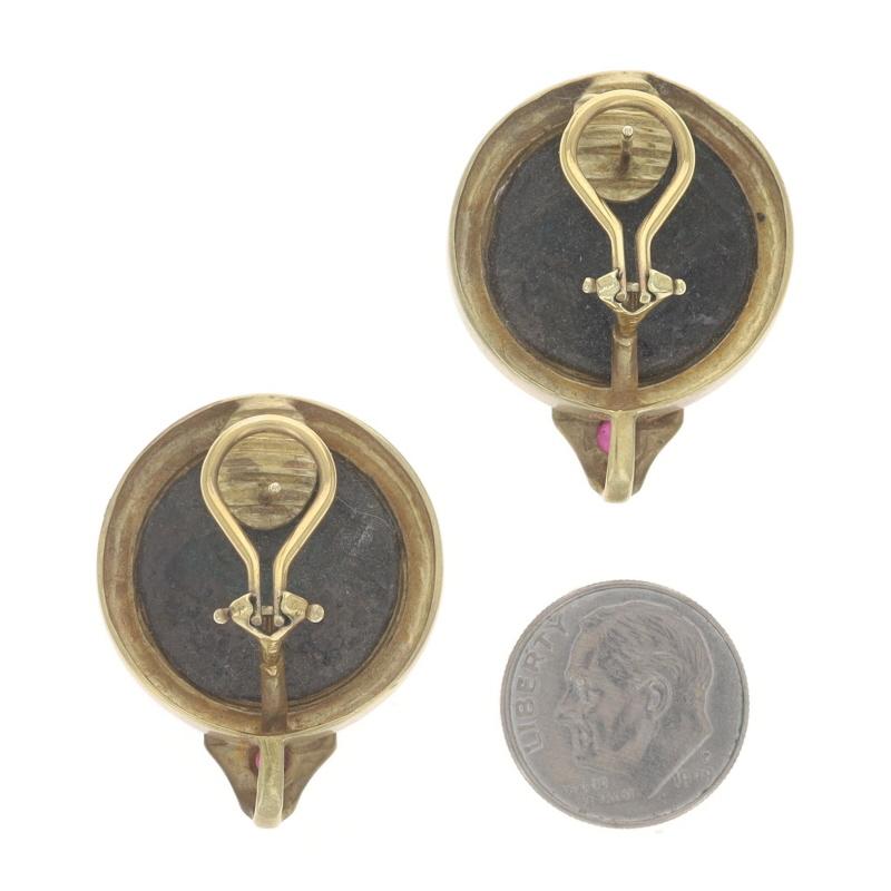 De las mujeres Pendientes grandes de oro amarillo con rubí - Bronce 14k Cabujón redondo perforado en venta
