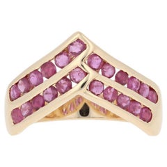 Yellow Gold Ruby Ring, 10k Round Cut 2.30ctw Contoured V Chevron Yellow Gold Ruby Ring, 10k Round Cut 2.30ctw Contoured V Chevron