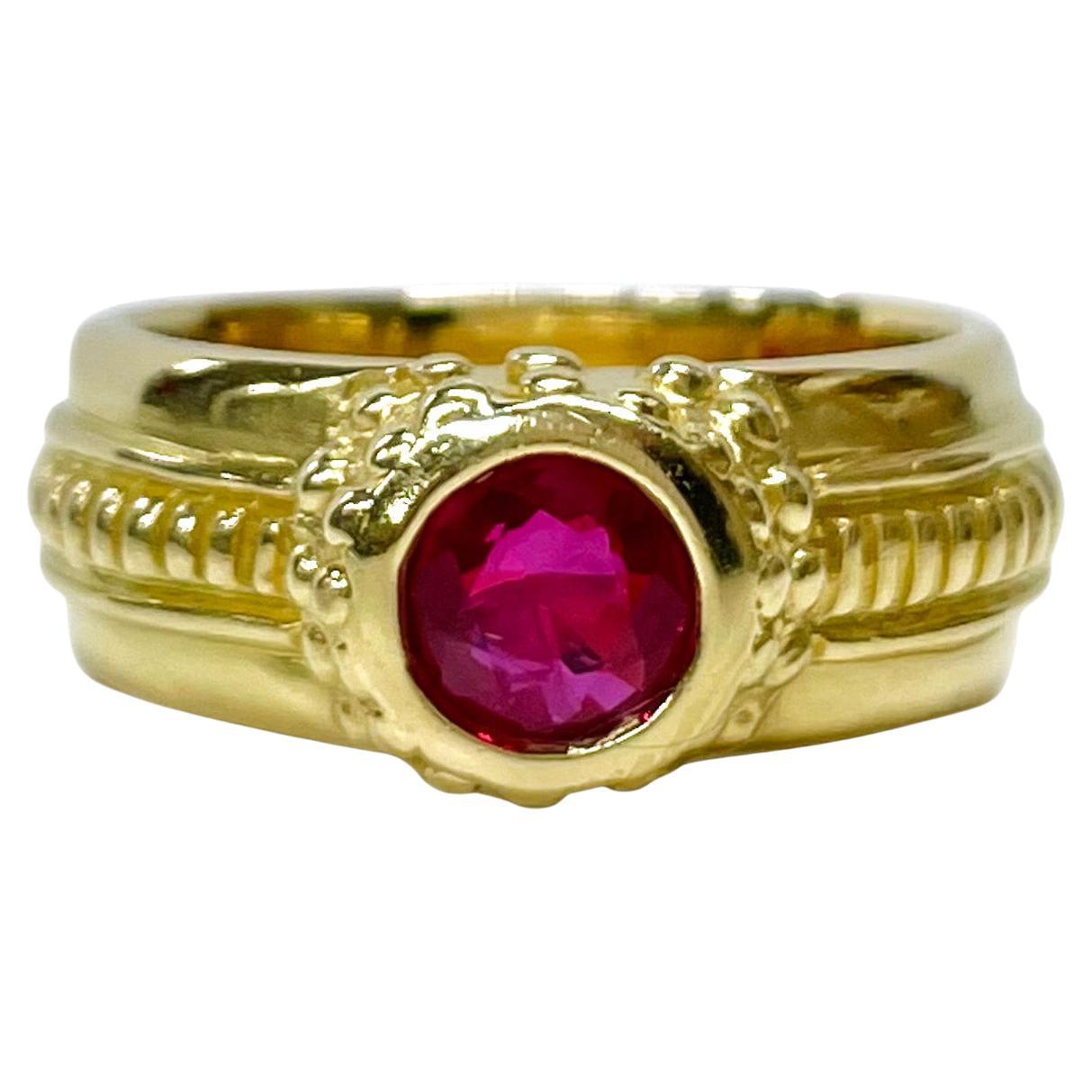 Bague en or jaune et rubis