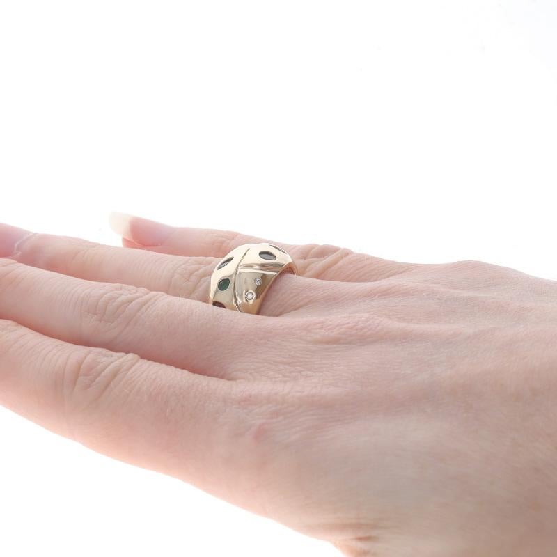 De las mujeres Anillo de Oro Amarillo Rubí Zafiro Esmeralda Racimo Cúpula - 14k Anillo Marquesa .57ctw