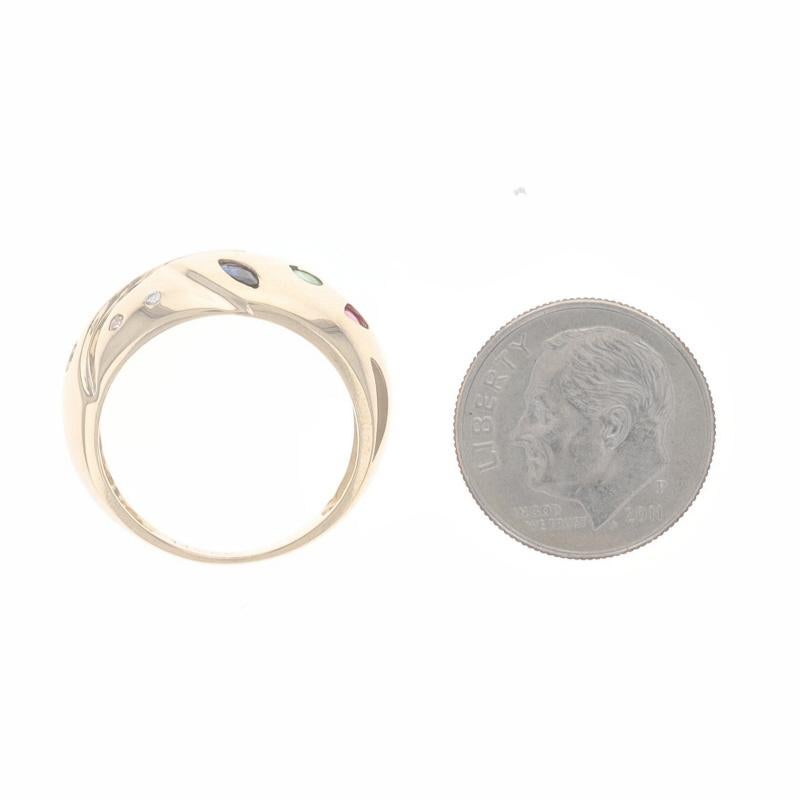 Anillo de Oro Amarillo Rubí Zafiro Esmeralda Racimo Cúpula - 14k Anillo Marquesa .57ctw 1