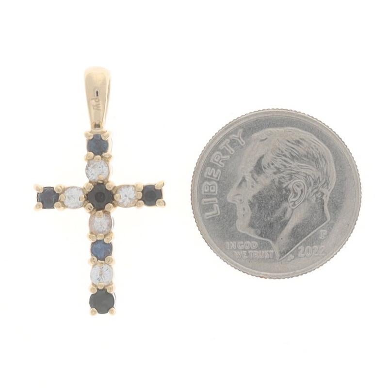 Wendbarer Kreuzanhänger aus Gelbgold mit Rubin und Saphir - 14k rund 1,78 ctw Faith Damen
