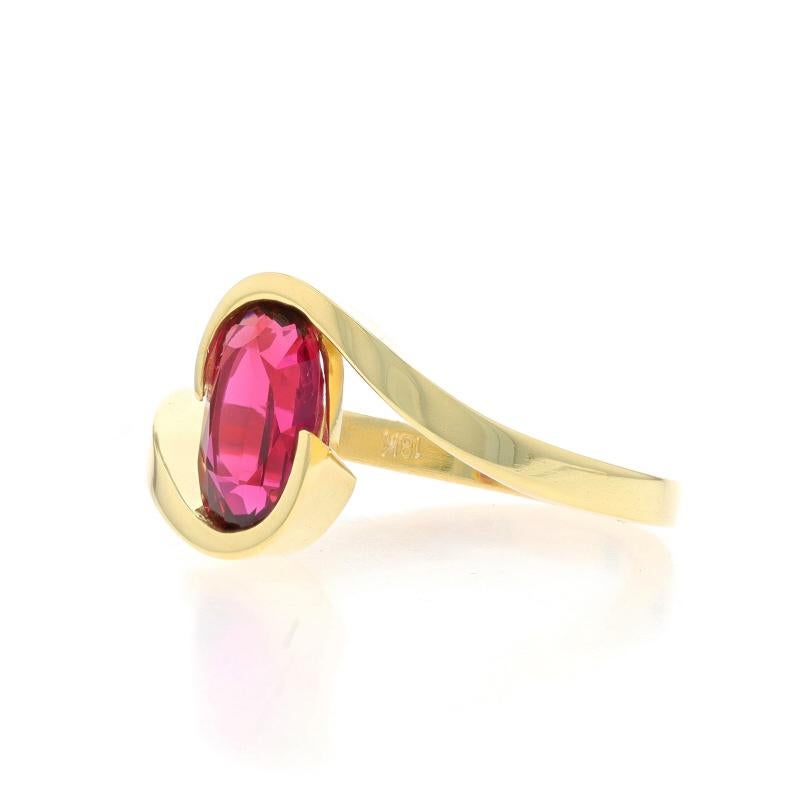 Yellow Gold Ruby Solitaire Bypass Ring - 18k Oval 1.98ct GIA No Heat In Excellent Condition For Sale In Greensboro, NC