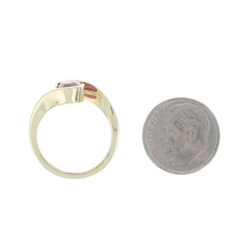 Yellow Gold Ruby Solitaire Bypass Ring - 18k Oval 1.98ct GIA No Heat For Sale 1