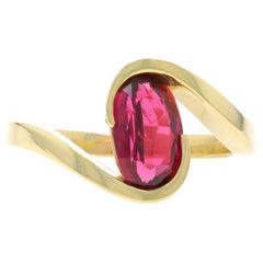 Anillo Bypass Solitario de Rubí en Oro Amarillo - 18k Oval 1.98ct GIA No Heat