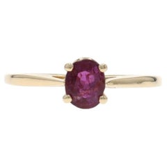 Yellow Gold Ruby Solitaire Ring - 14k Oval .52ct